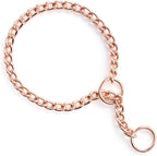 TSPRO Stainless Steel Heavy Duty Metal Dog Collar, Adjustable and Durable Pet Collar for Small Dogs, Ideal for Walking and Training (Rose Gold, 3MM*14-17 inches)