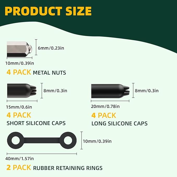 Dog Training Collar Accessory Set. Contact Points Replacement Parts with Metal Nuts Silicone Caps Retaining Rings