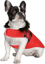 HDE Dog Puffer Jacket Fleece Lined Warm Dog Parka Winter Coat with Harness Hole Buffalo Plaid - S