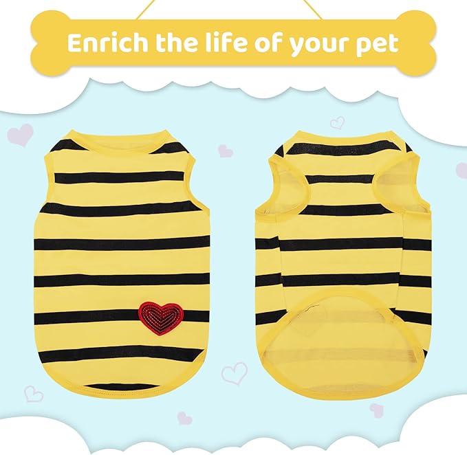 Pet Dog Striped T-Shirt Dogs Cats Cotton Vest Spring Summer Pet Apparel Tee Shirt Suitable for Small and Medium Large Pets French Bulldog Bichon