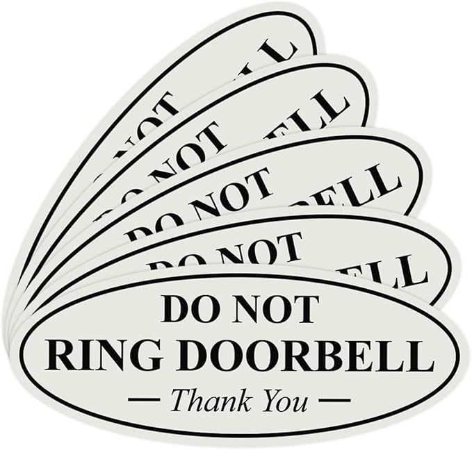 All Quality Oval DO NOT Ring DOORBELL Thank You Sign - Lt Gray Small 5 Pack