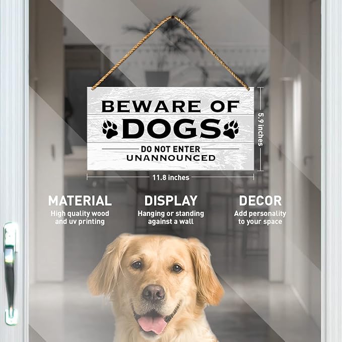 Do Not Enter Unannounced, Beware of Dog Sign for Home Front Door Decor