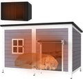 59" Dog House with Insulated Liner, Extra Large Dog House for Outdoor with Weatherproof Roof, Anti-Chewing Metal Frame Design for Small Medium Large Breeds Dogs(Grey)