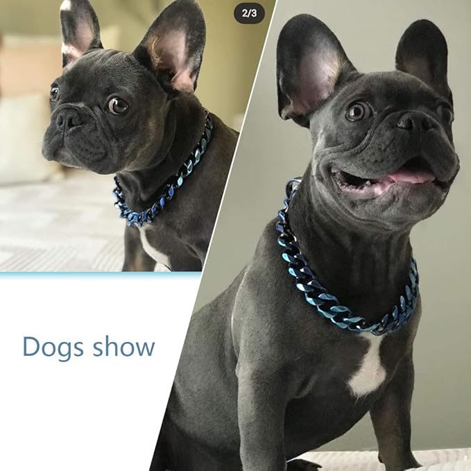 19 mm Dog Collar Rainbow Heavy Duty Stainless Steel Dog Colorful Luxury Training Collar Cuban Link with Durable Clasp Necklace Chain