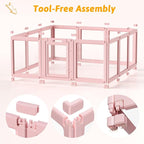 DIY Clear Acrylic Dog Playpen House,Quick Easy Assembly and Disassembly,Strong Floor Suction,Indoor and Outdoor Use,Easy Cleansing Puppy Fence (Skin Pink, 30.3" H, 12PCS)