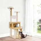 Cat Tree for Indoor Cats 57.9 Inch Tall Cat Tower with Condo Scratching Posts Platforms Hanging Toy Multi-Level Activity Center for Kittens