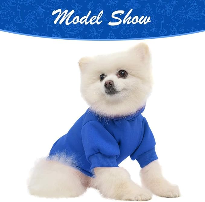 KOOLTAIL Dog Hoodie for Large Medium Small Dogs,Soft and Warm Pet Sweater with Leash Hole and Pocket Boy Girl,Puppy Fall Winter Jacket Clothes,French Pitbull Cold Weather Coat Sweatshirt,Blue SM