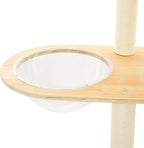59" Big Modern Cat Tree, Multi-Level Cat Climbing Frame for Indoor Cats Tall Cats Tree with Cat Nest and Space Capsule Cat Tower with Sisal Scratching Posts Solid Oak Cat Condo