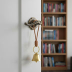 Ouligay Small Brass Hanging Bell for Door Knob Gold Vintage Decorative Bells for Home Garden Decor Shopkeepers Bells on Rope Garden Decoration