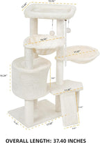 Wang Xin Three Layer Cat Tree with Cat Condo Scratch Pad and Two Hammocks,Beige