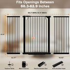 40.55" Extra Tall Dog Gate for Doorways Stairs, 60.3-62.9 in Wide Baby Walk Thru, Pressure Mounted Pet No Drill, Large Doggie With Door, Auto Close Indoor, Black