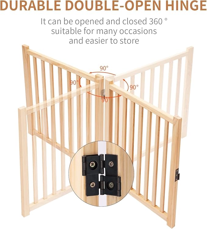YOCAN Paint-Free Wooden Freestanding Dog Gates for The House,Doorways, Stairs,Wood Dog Fences Indoor Pet Gate,Step Over Fence-2 Panel H:23"(2PC)