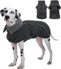 Kuoser Dog Coat, Super-Warm Dog Jacket Windproof Pet Cold Weather Coats for Extra Large Dogs, Fleece Lining Quilted Turtleneck Puppy Snowsuit Reflective Adjustable Doggie Winter Clothes, Grey, 3XL