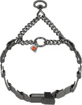 Herm. Sprenger NeckTech Fun Dog Training Collar with Quick Release Snap and Swivel, Anti Pull Collar, Stainless Steel Black (23" Neck Size; 25" Chain Length)