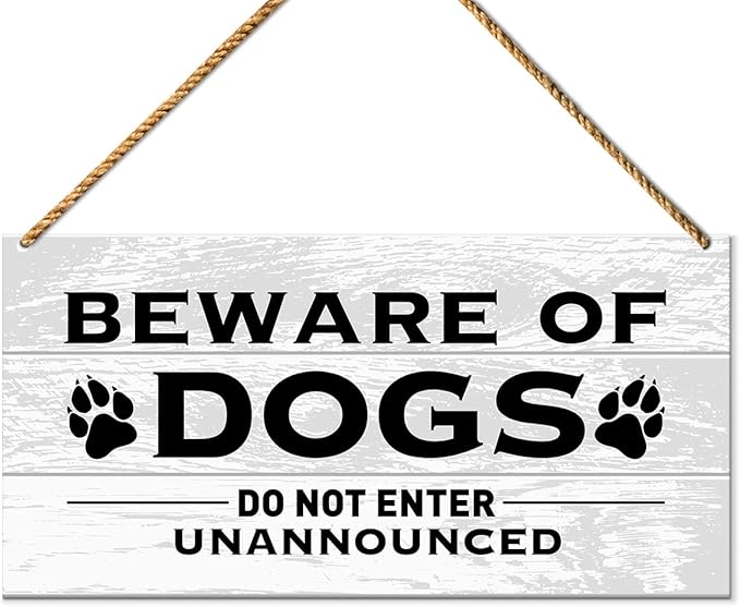 Do Not Enter Unannounced, Beware of Dog Sign for Home Front Door Decor