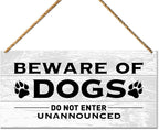 Do Not Enter Unannounced, Beware of Dog Sign for Home Front Door Decor