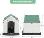 Plastic Dog House Indoor for Small Dogs, Insulated Dog House Outdoor Puppy Shelter, 32.5 Inch Weather & Water Resistant Pet Crate with Air Vents and Elevated Floor, Forest Green
