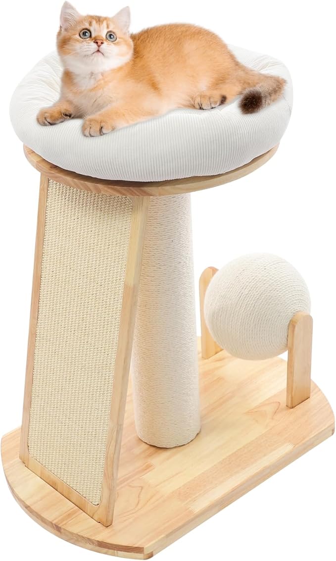 Multifunctional Cat Tree, Wooden Cat Tree Tower with Space Capsule and Scratcher, Cats Climbing Tower Set for Cats Climbing, Scratching, Sleeping, Exercising (Style 01)