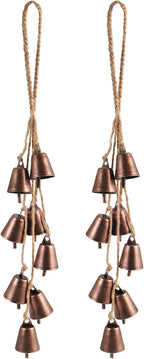 2 Pack Witch Bells for Door Knob Protection Outdoor Bells Hanging Bells for Door knob Witches Bells Magic Wind Chimes for Home Protection Witch Bells Kit(Rustic Red)