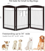 PAWLAND 72” Extra Wide Dog Gate for The House, Doorway, Stairs, Freestanding Foldable Wire Pet Gate, Pet Puppy Safety Fence,30" Height (Espresso, 3 Panels)