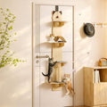 4-Tiers Vertical Cat Tree Over The Door, Door Hanging Cat Shelves, Cat Door Hanger with Scratching Post, Pads & Tease Cat Ball, Door Cat Climber for Indoor Kittens Jumping & Playing 170cm
