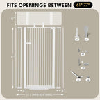 Snagle Paw Extra Tall Cat Gate with Acrylic Top Panel，30-40.6" Wide Adjustable Pet Gates, Pressure Mounted, No-Drill Easy Install,Tall Cat Gate for Doorways,Stairs,Kitchen 77",White