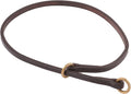 Alvalley Flat Leather Slip Dog Collar - Super Soft Durable Strong Hand Stitched Leather Dog Collar - Suitable for Training & Walking (Brown, 22in Length, 5mm Thickness)
