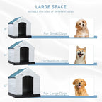 LEMBERI Durable Waterproof Plastic Dog House for Small to Large Sized Dogs, Indoor Outdoor Doghouse Insulated Puppy Shelter with Elevated Floor, Easy to Assemble (Blue, 42''L*38''W*39''H)