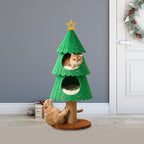 Christmas Cat Tree for Indoor Cats with 2 Condos, Holiday Cat Activity Center with Sisal Scratcher, 40cmx109cm (15.75x42.91 inch)