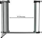 MidWest Homes for Pets 29-Inch High Walk-thru Pressure Mounted Gray Steel Dog Gate, Expands to 38 Inches Wide, No Damage to Walls, Includes 3-inch Extensions, For Small Pets