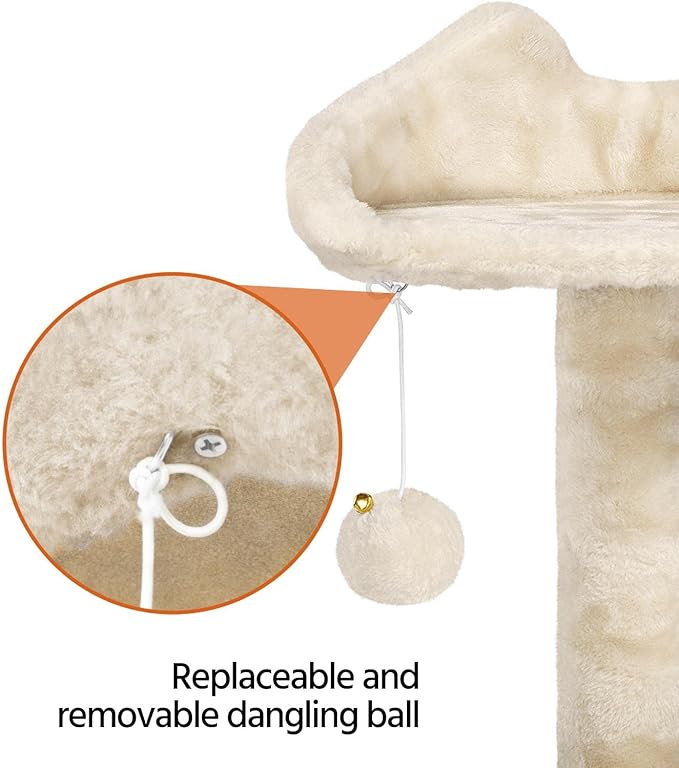 Topeakmart 54in Cat Tree, Cat Tower w/Large Cat Condo Scratching Posts and Perch, Cat Stand House Furniture, Beige