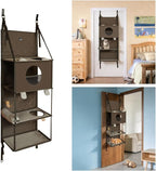 Foldable Door Mounted Cat Tree, 4-Tier Door Hanging Cat Climbing Tower with Hammock Bed, Cat Tree Condo for Cats up to 17.6 lbs for Home Apartment Pet Store, Tool-Free Assembly