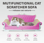 Sofa Shaped Cat Scratching Boards,Cat Scratcher Couch,Extra Large Cat Scratcher Bed 27.5inch for Large Cats Multi-Cats with Catnip(Pink)
