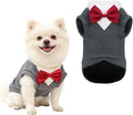 Dog Suit with Bow Tie Pet Tuxedo for Small Medium Dogs Cats Formal Clothes Puppy Outfits for Halloween Wedding Birthday (Grey, Large)