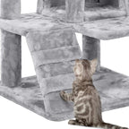 Topeakmart 54in Cat Tree, Cat Tower w/Large Cat Condo Scratching Posts and Perch, Cat Stand House Furniture, Light Gray