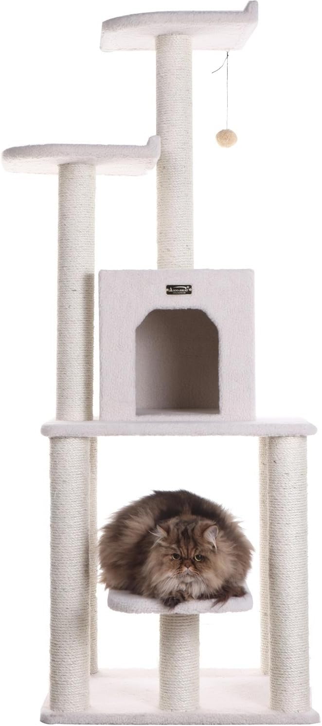 Cat Tree - Beauty, 5-Level Condo & Perches, Ivory, 28"x27"x62"