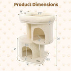 DORTALA Cat Tree for Indoor Cats, 26-Inch Cat Tower with 2 Cozy Condos, Sisal Scratching Post, Plush Top Perch, Modern Kittens Activity Play Center (Beige)