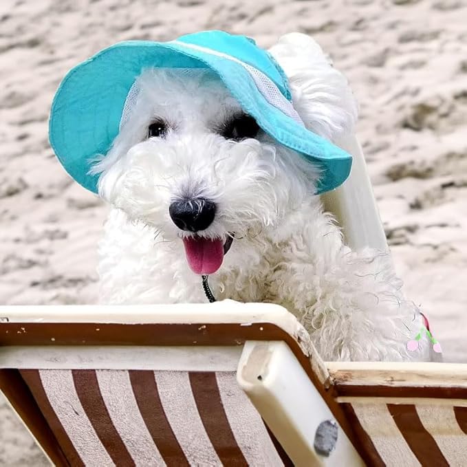 Dog Outdoor Hat with Ear Hole Round Brim Summer for Large Dog Puppy Cat Costume Hiking Beach Suncare Cooling Bucket Hat Sun Protection Pet Caps (Pink, Large)