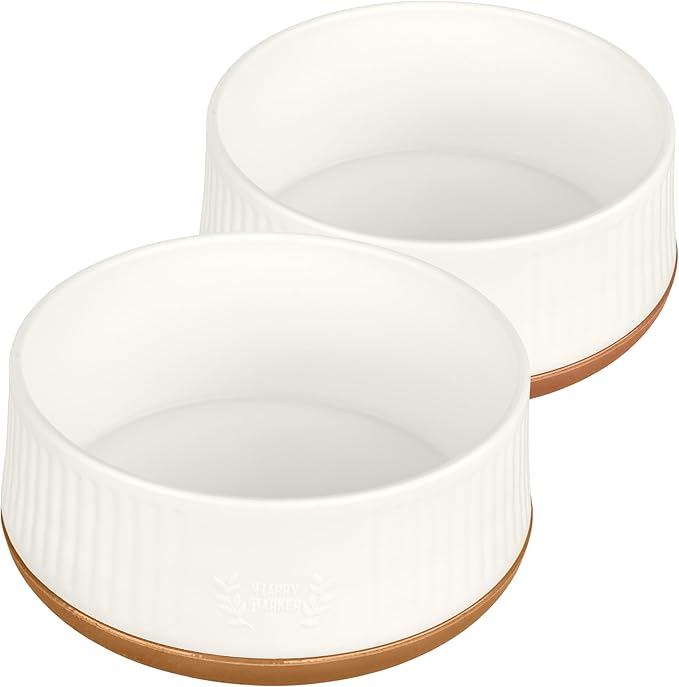 Harry Barker Small Modern Dog Bowls, 2-Pack Eco-Friendly Plastic Pet Food & Water Bowls, Non-Slip Base, Dishwasher Safe, BPA-Free, Neutral Design