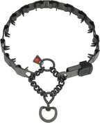 Herm Sprenger NeckTech Sport Dog Training Prong Collar with ClicLock Buckle on The Side No-Pull Collar with Swivel D-Ring Made in Germany (Black Stainless Steel, 23in (Neck Size up to 20in))