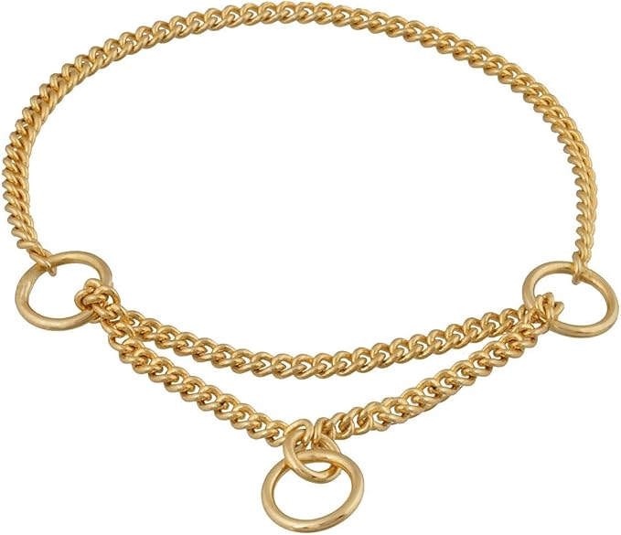 Alvalley Martingale Collar for Dogs - Show Chain Dog Collar - Made of Brass - Safe, Easy to Handle - Suitable for Showing, Training, and Walking - Perfect for Small, Medium, and Large Pets