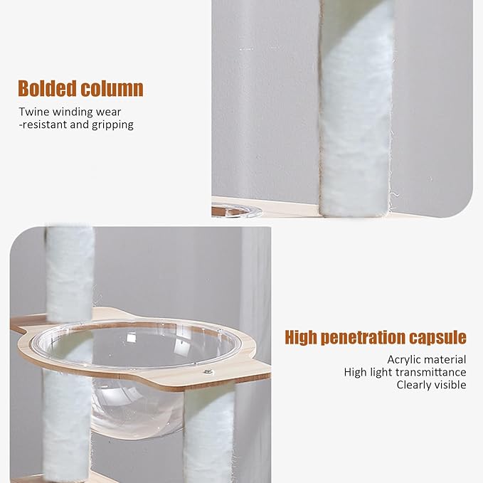 Cat Scratch Tower | Tall Cat Tower with Top Perch, Clear Hammock | Pet Supplies, Modern Cat Tower, Pet Activity Tree for Indoor Cats Kittens