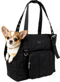 Dog Purse Carriers for Small Dogs and Cats Up to 10 lbs,Puppy Carrier with Pockets,Adjustable Shoulder Strap,Hard Bottom Support,Fuffy Tote Bag for Travel
