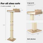 Cat Window Perch with Thick Sisal Scratching Post, Cat Hammock for Window, 53.5" Adjustable Tall Cats Scratching Post with 2 Upgrade Suction Cups, Cats Window Bed with Fluffy Cushion, Sisal