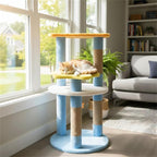 Moon & Star Themed Cat Tree Tower, 29" Tall, Cute Cat Tree for Indoor Cats, 4-Tier Cat Tree Tower for Indoor Cats with Jute Scratching Posts (Blue)