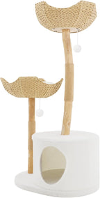 47in Cat Tree with Scratching Posts and Hammock, Tree Trunk Design Cat Tower, Plush Cat Condo with Hanging Toys, Cat Tree for Multiple Cats for Homes, Pet Shops, Living Rooms, Bedrooms