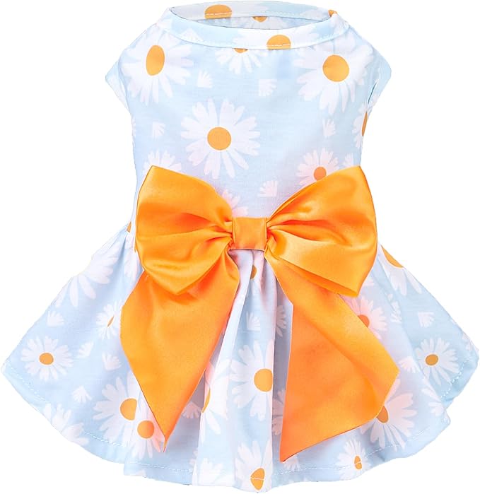 PUPTECK Floral Dog Dress for Spring Outfit Puppy Cute Small Dogs Clothes,Daisy,XS