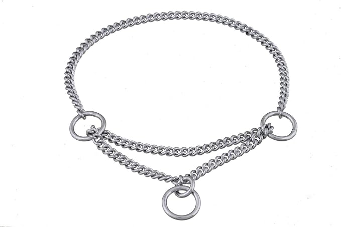 Alvalley Martingale Collar for Dogs – Brass Chain Dog Chain Collars, Durable Martingale Dog Collar for Small, Medium, and Large Breeds – Easy-to-Use Metal Dog Collar with Handle - Brass, Metal