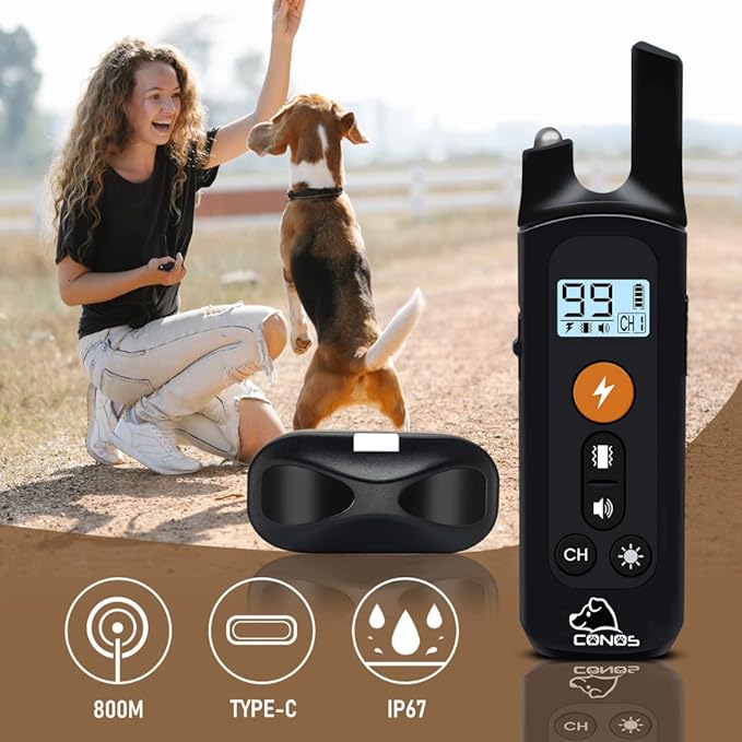 Dog Training Collar | Shock Collar with Beep | Vibration, Safe Static | Dog Training Collar with Remote 1500FT | Waterproof Rechargeable E-Collar, Security Lock for All Dogs (Upgraded) (Pink)