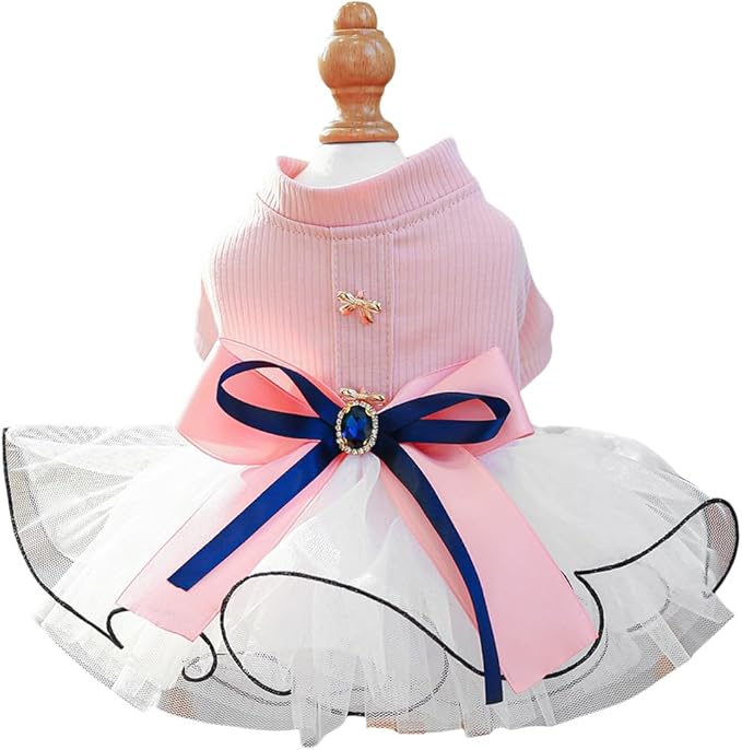 Furbabycare® Elegant Sweet Fashion Puppy Dog Blingbling Princess Skirt Pet Dog Lace Cake Camisole Tutu Dress P-Pink X-Small